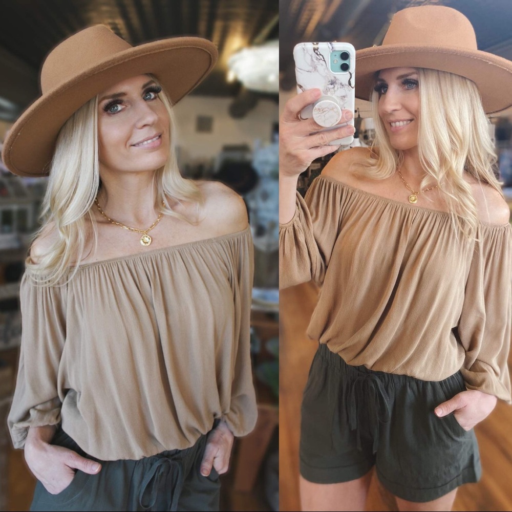 Heart Breaker Off The Shoulder Top-Latte - Picture 2 of 2